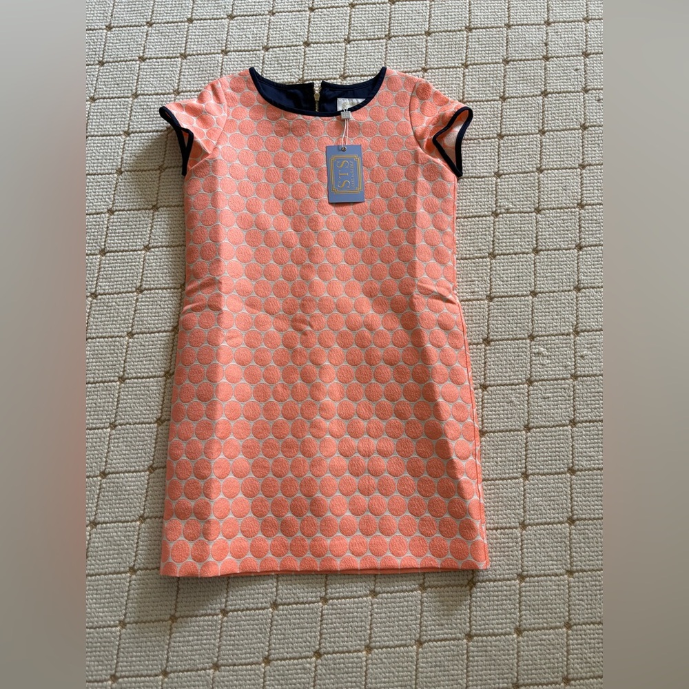 Sail to Sable Navy and Orange Geometric Dress 12